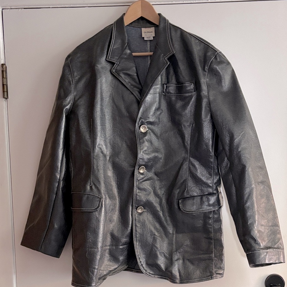 Todd Oldham Metallic Gray Cotton/Poly  button Down Jacket Medium